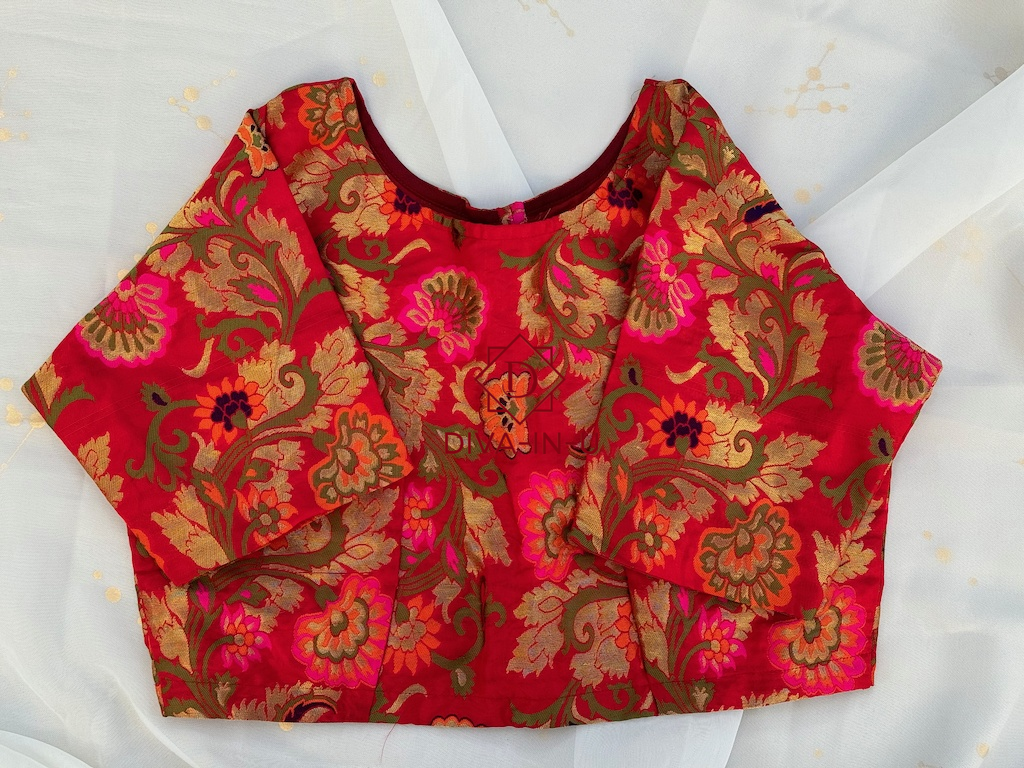 Red Banarasi brocade blouse