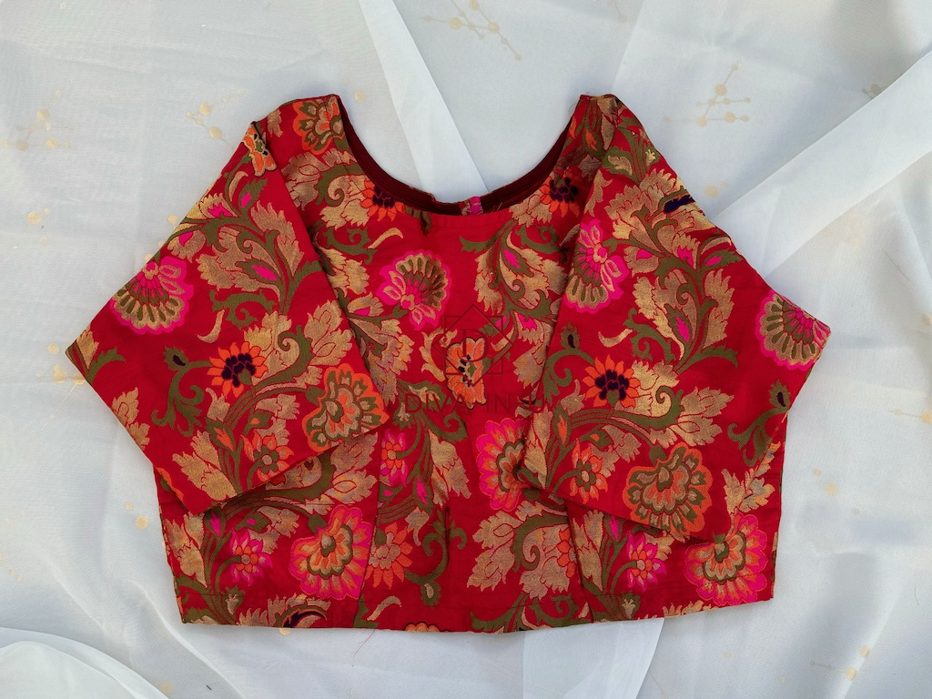 Red Banarasi brocade blouse