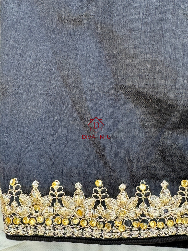 Black Blouse with Gold Threadwork