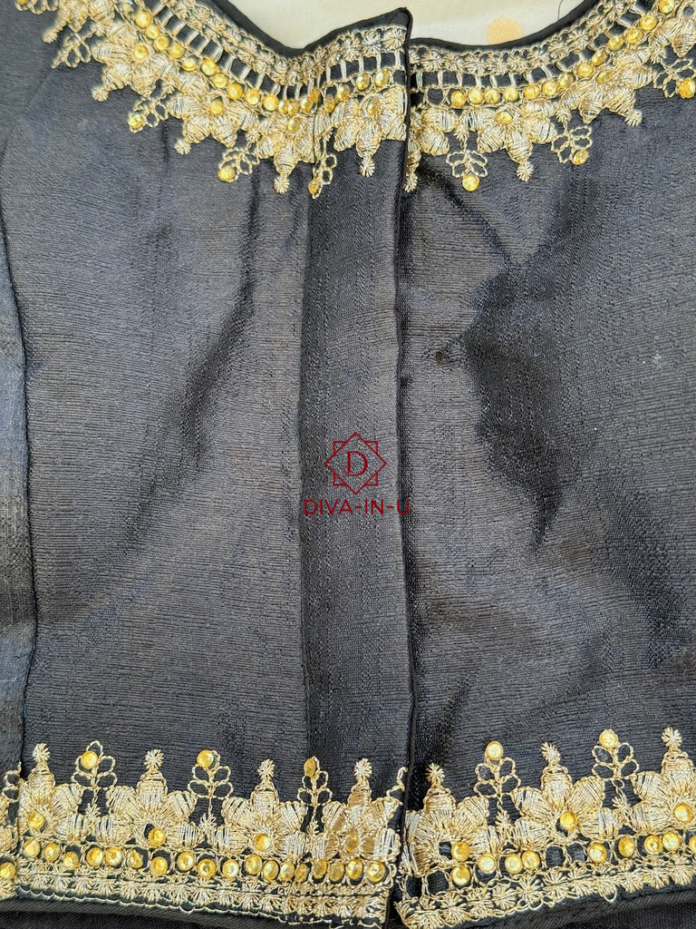 Black Blouse with Gold Threadwork