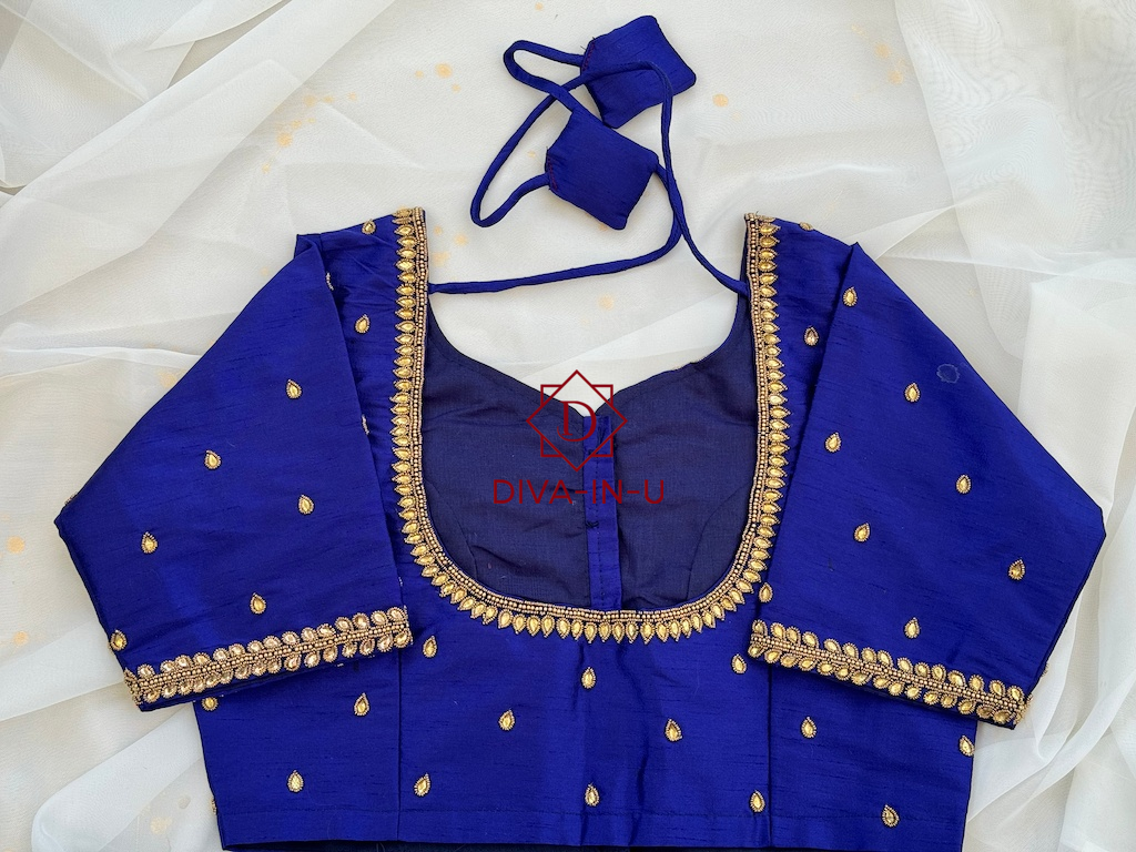 Royal Blue AARI/Maggam work blouse
