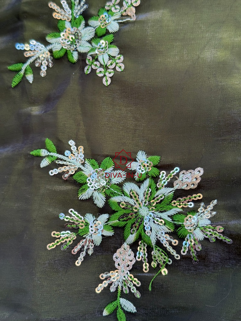Jimmy Chu Designer Blouse with Puff Sleeves - Green