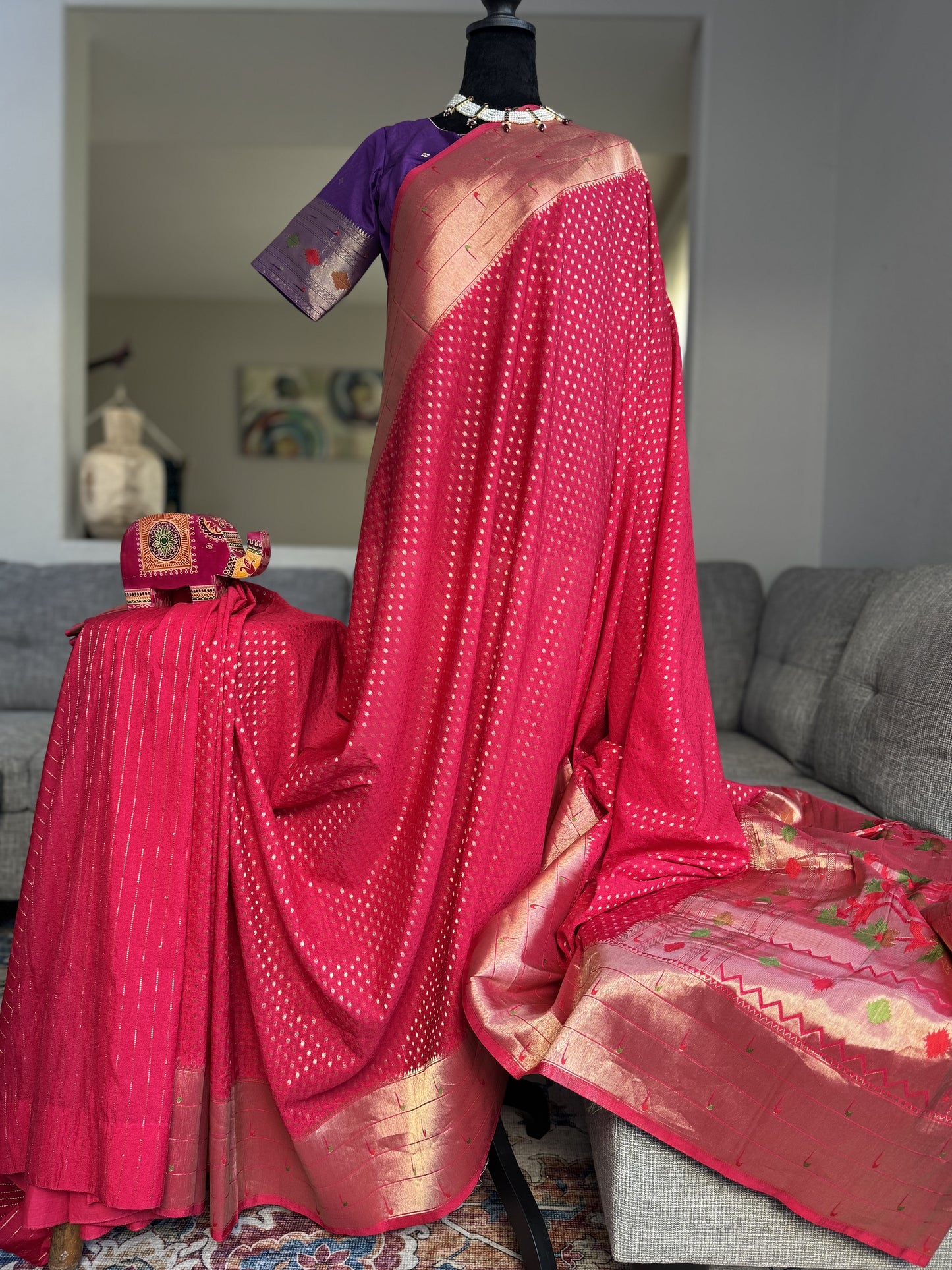 Semi Georgette Saree in Red