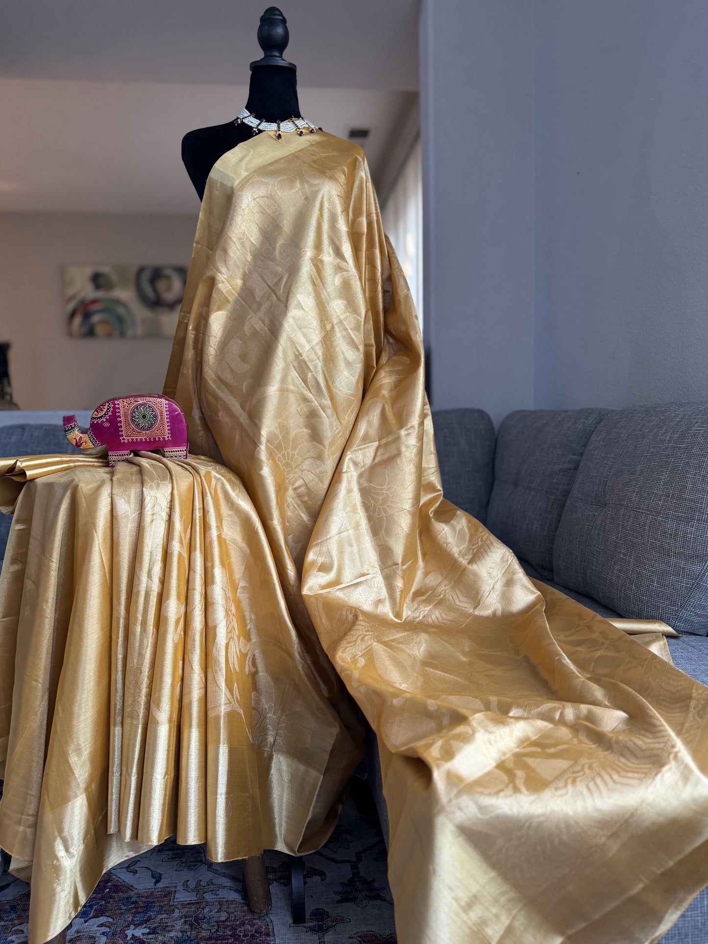 Mangalagiri Tissue Saree in gold