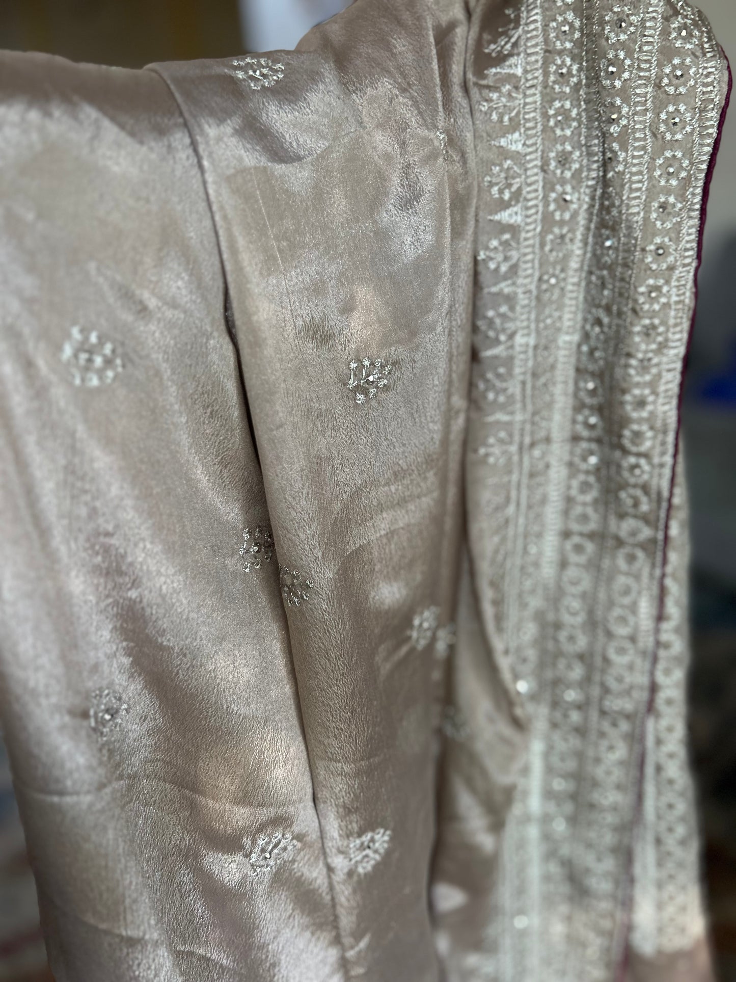 Flowy Party Wear Saree in Plum Wine shade