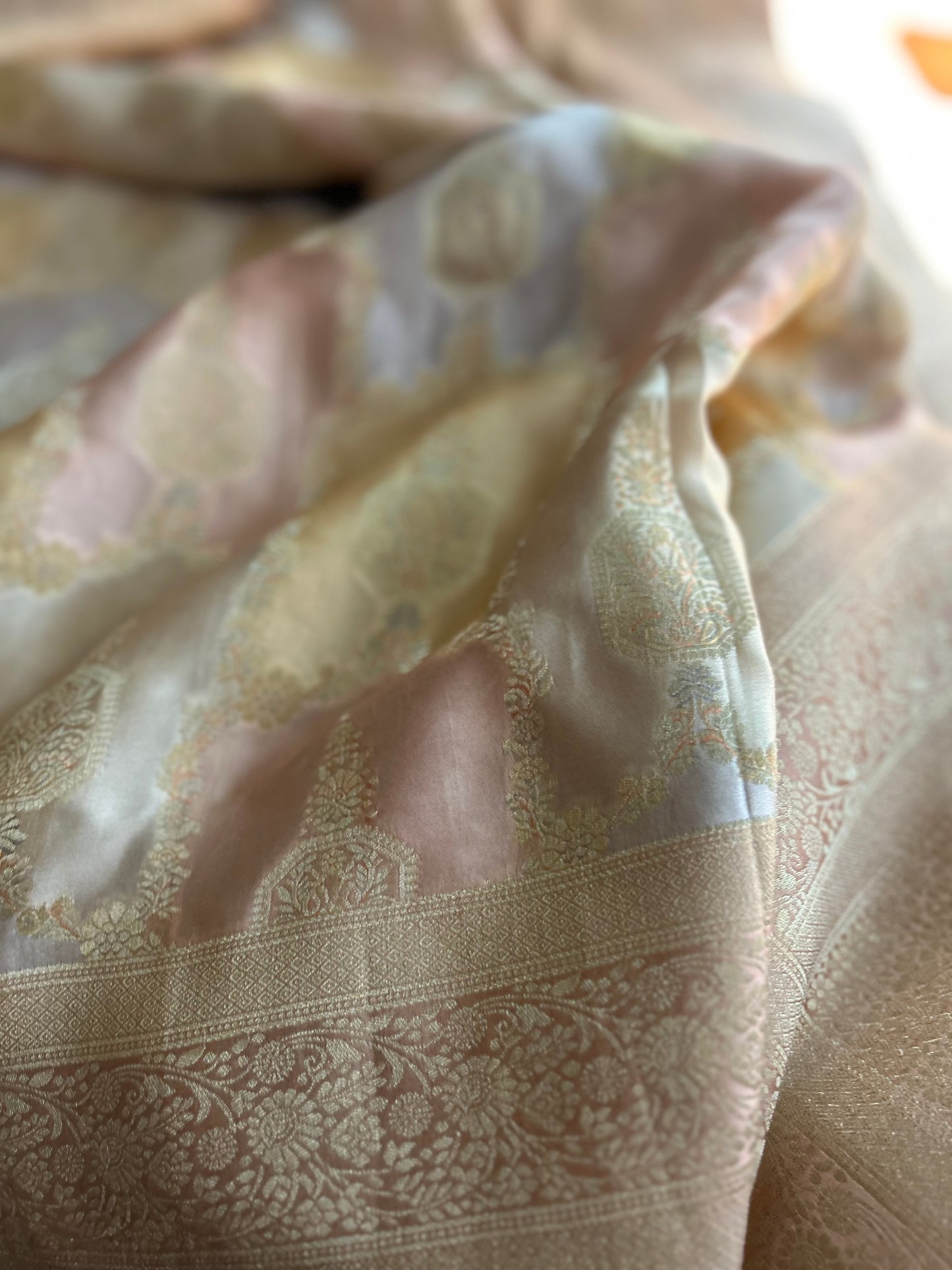 Pure Rankat Saree in Pastel Tones