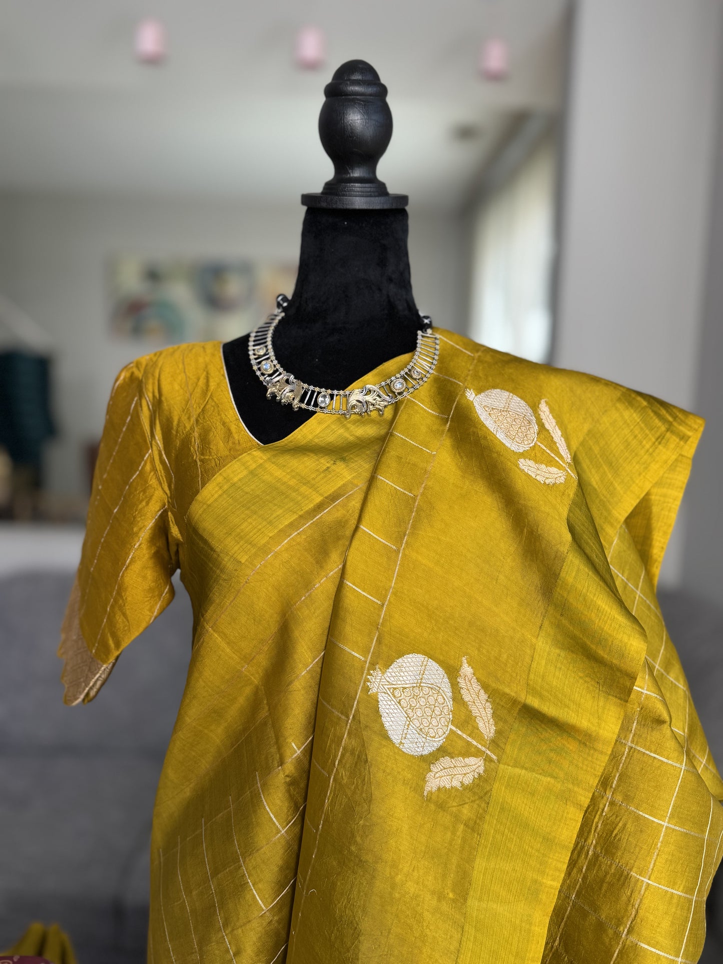 Raw Mango Handloom Saree in Mustard