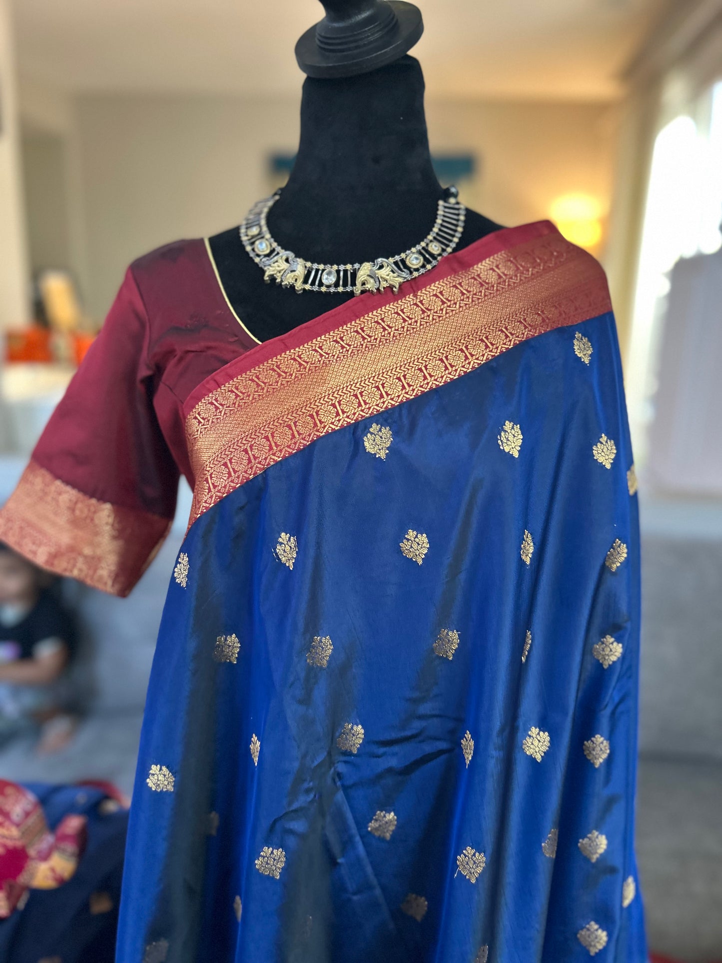 Soft Gadwal Saree with stitched blouse.