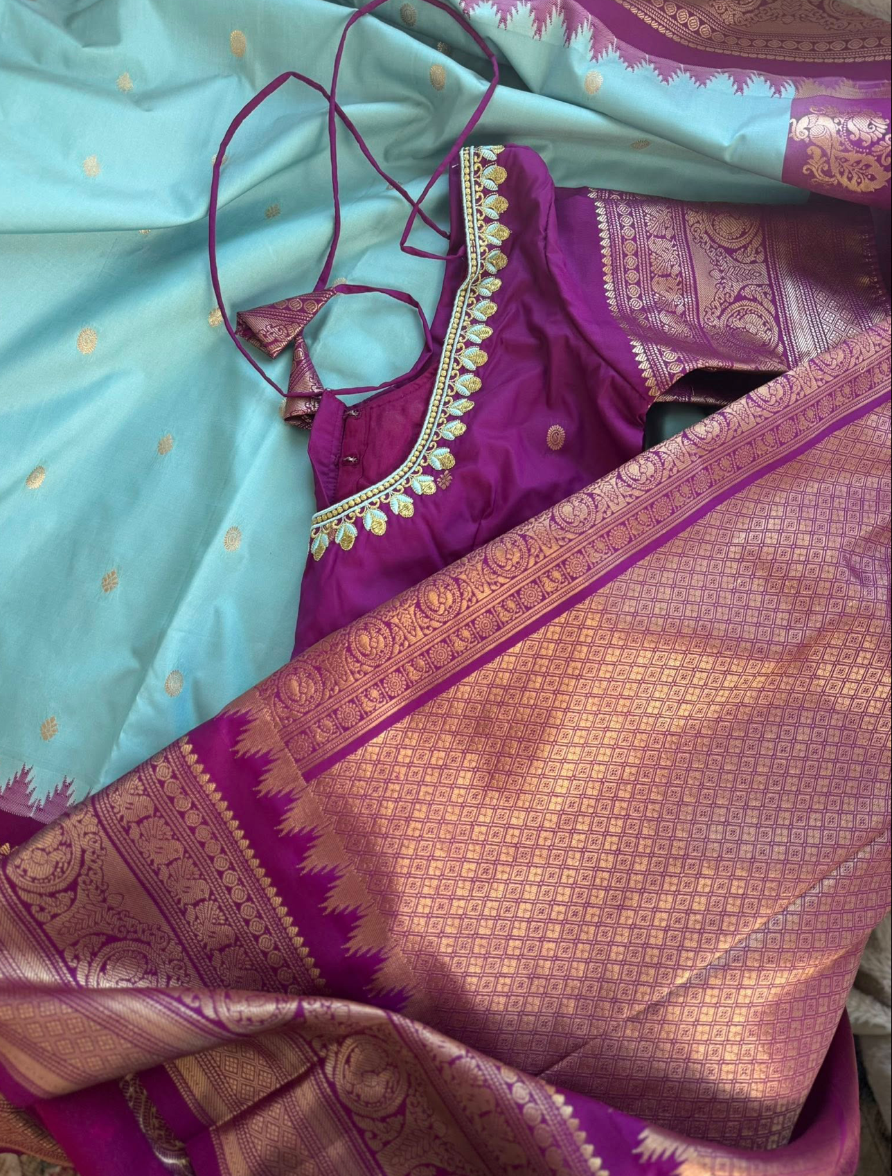 Semi Gadwal Saree in Blue