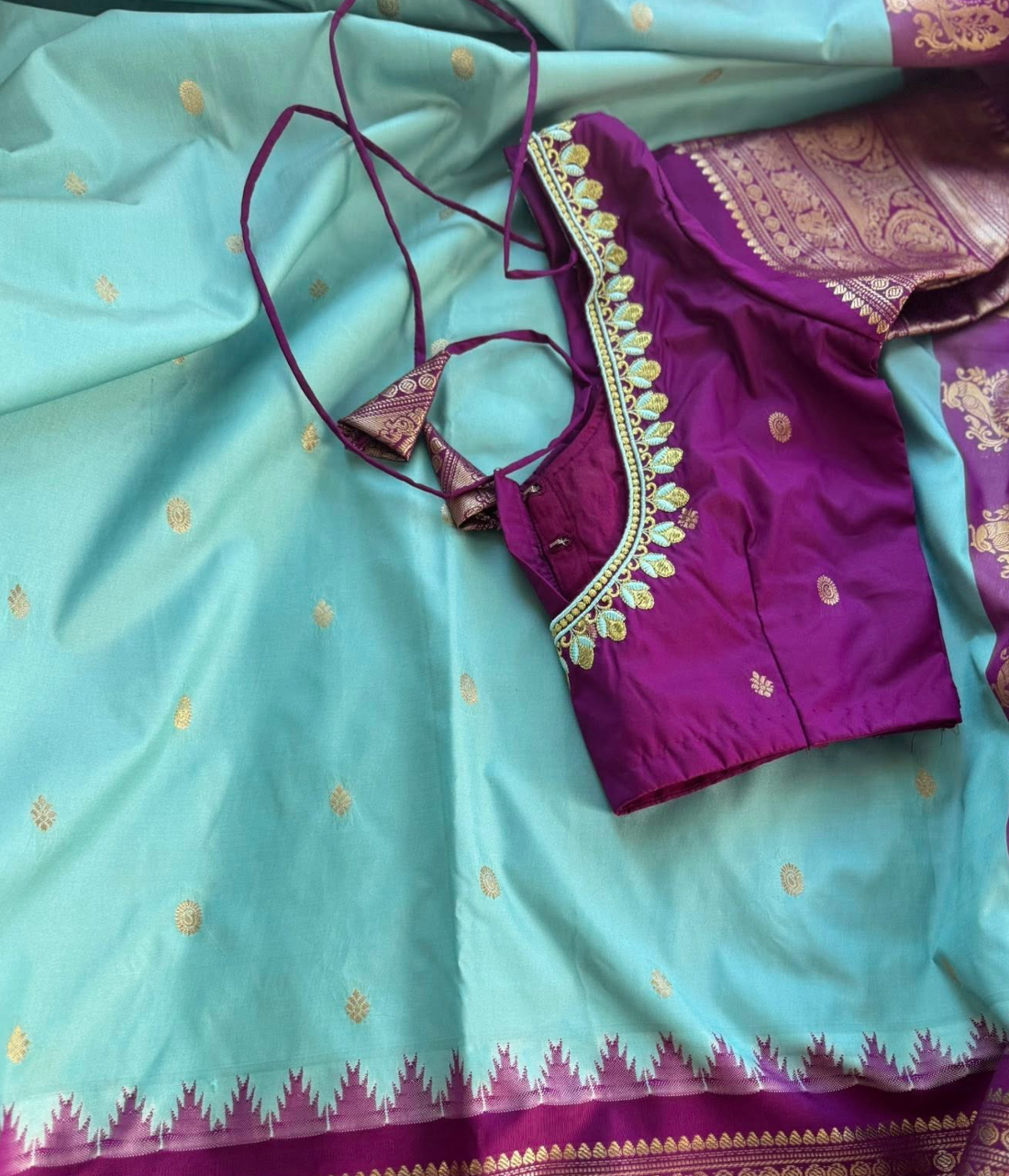 Semi Gadwal Saree in Blue