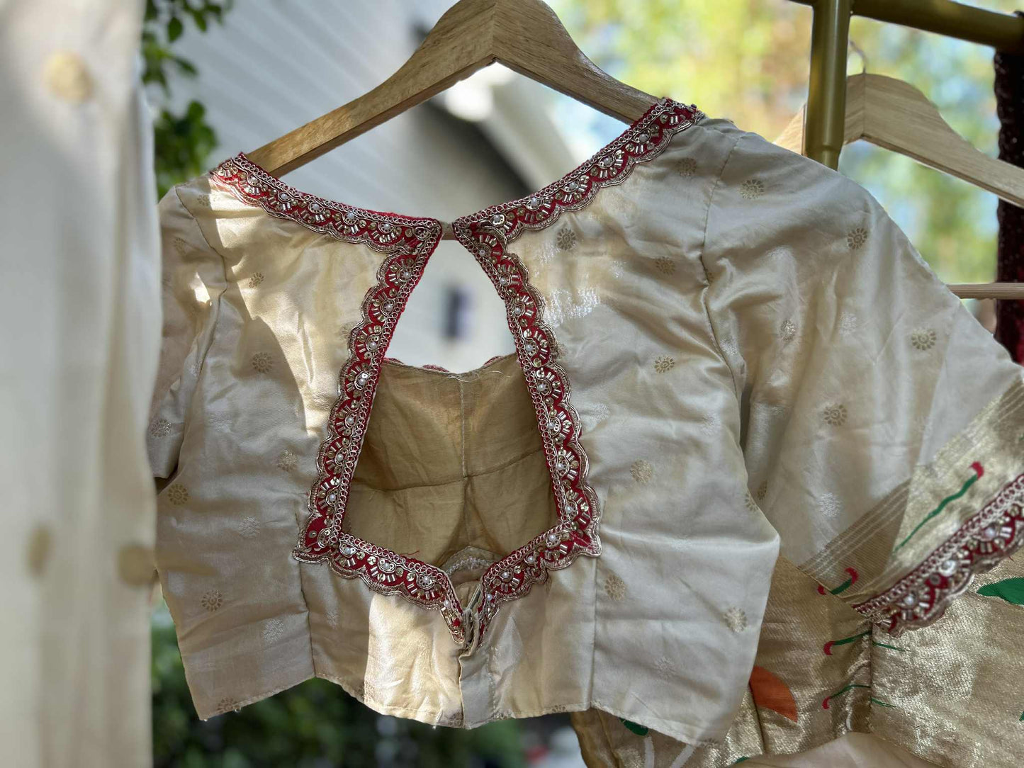 Offwhite Paitani Lehanga with stitched Designer Blouses and Dupatta