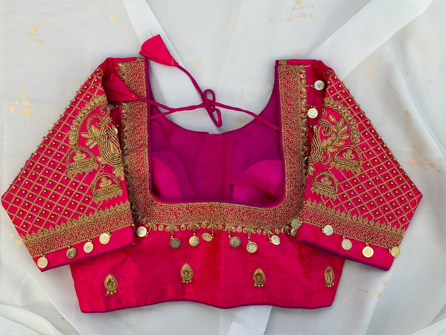 Pink Aari Work Blouse