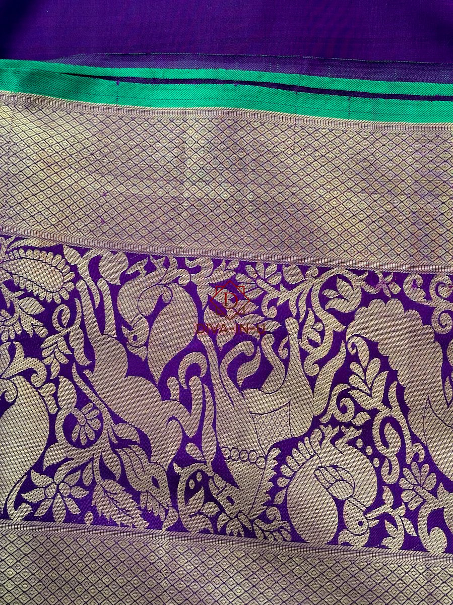 Pure Kanjeevaram in Deep Plum Color with Green border