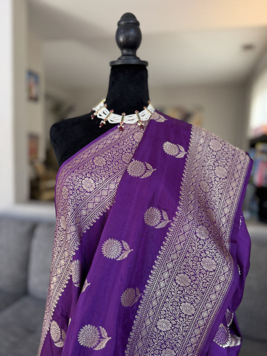 Handloom Banarasi Saree in Purple