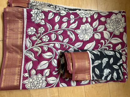 Floral Kalamkari Printed Saree