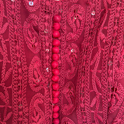 Lucknowi Half Sleeve Blouse in Magenta