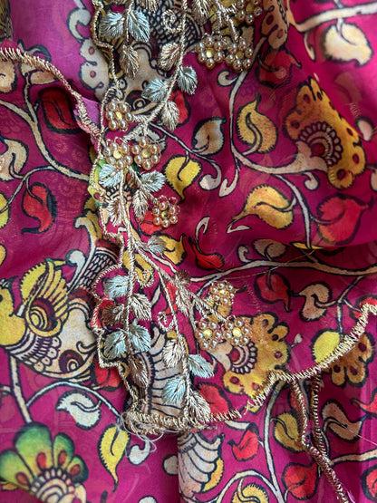 Kalamkari Print Dupatta in Pink