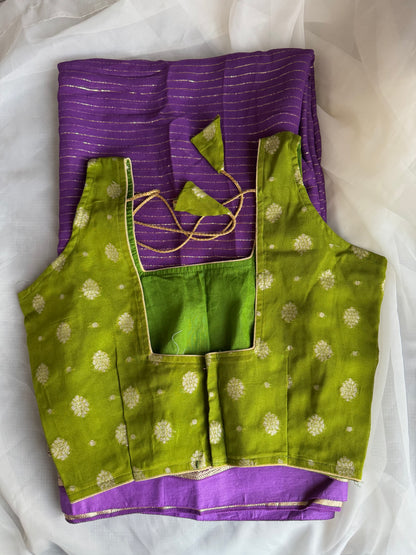 Viscose Saree in Purple and Green