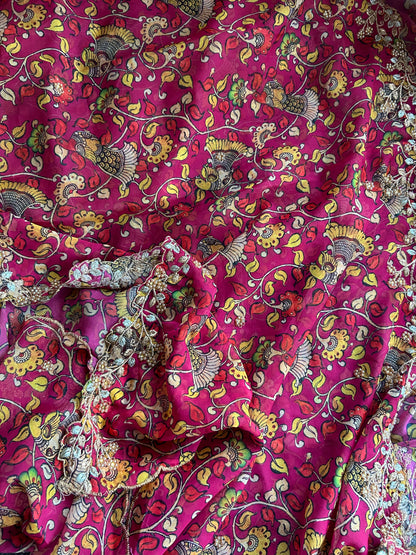 Kalamkari Print Dupatta in Pink