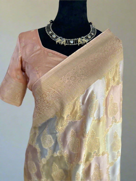 Pure Rankat Saree in Pastel Tones