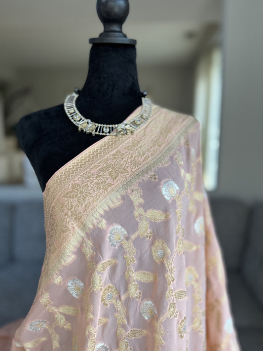 Pure Georgette Saree in Peach