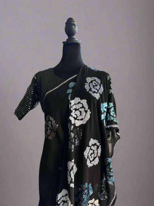 Black Beauty with Silver Roses