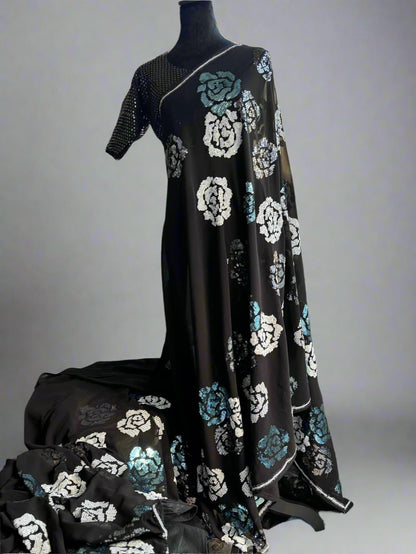 Black Beauty with Silver Roses