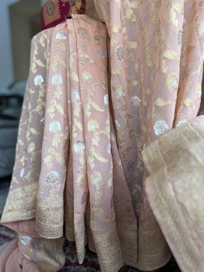 Pure Georgette Saree in Peach