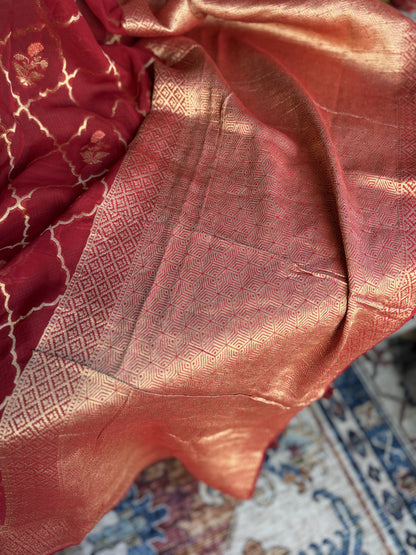 Pure Georgette Saree in Red