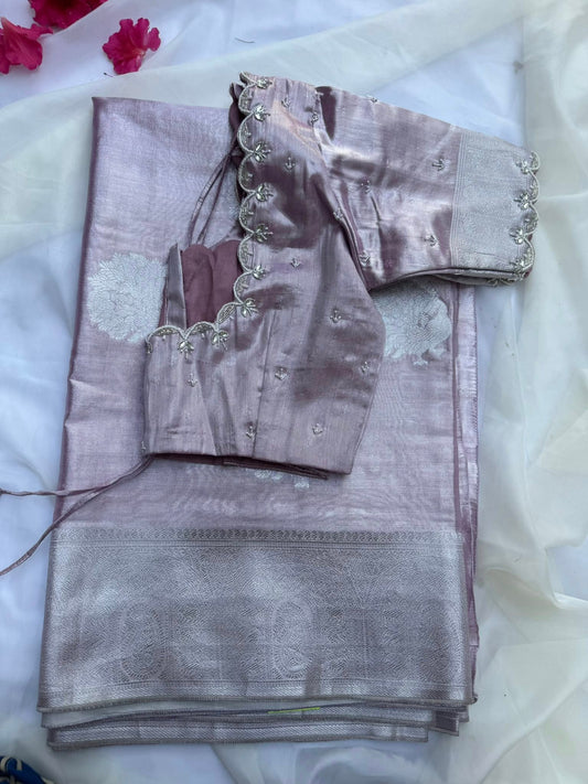 Tissue Saree in Grape Tone