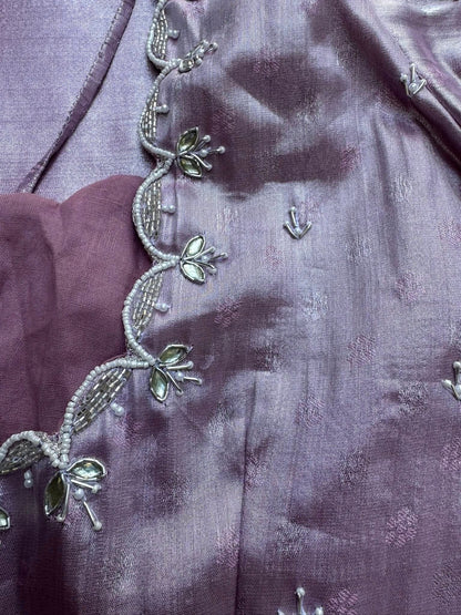 Tissue Saree in Grape Tone