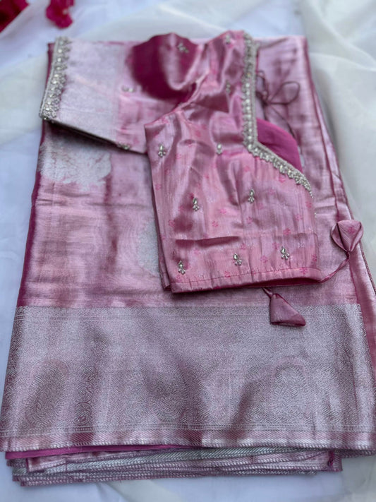Tissue Saree in Pink Shade