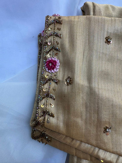 Mangalagiri Tissue Saree in Antique Gold