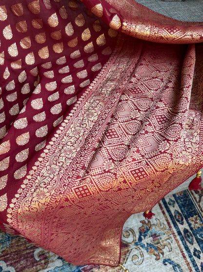 Pure Georgette Saree in Maroon