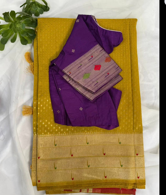 Semi Georgette Saree in Mustard Color