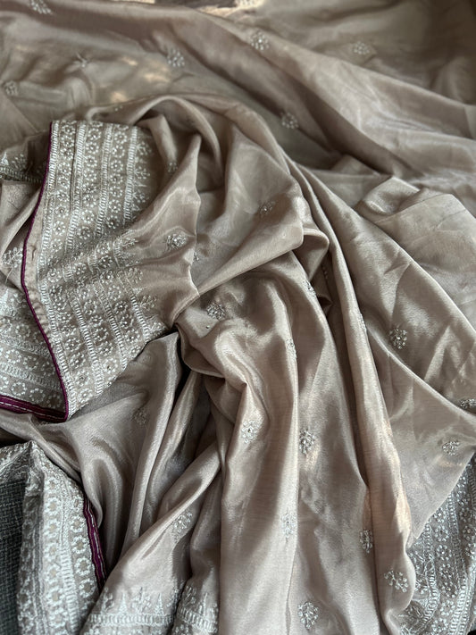 Flowy Party Wear Saree in Plum Wine shade