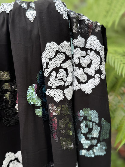 Black Beauty with Silver Roses