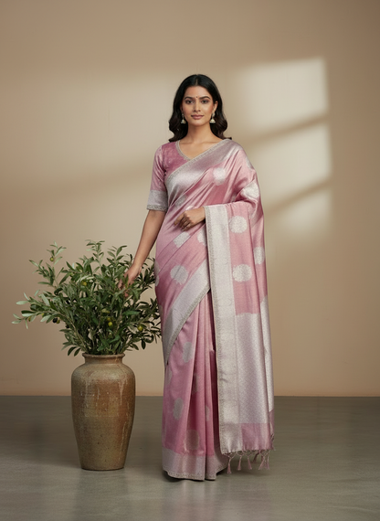 Tissue Saree in Pink Shade