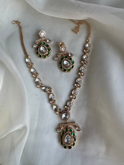 Kundan Mossonite Necklace Set