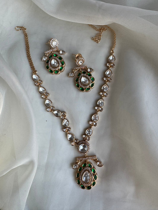 Kundan Mossonite Necklace Set
