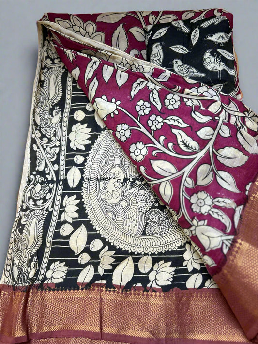 Floral Kalamkari Printed Saree