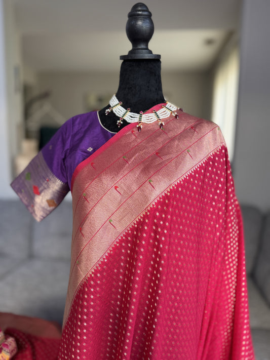Semi Georgette Saree in Red