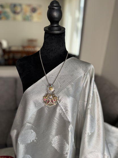 Tissue Saree in Silver