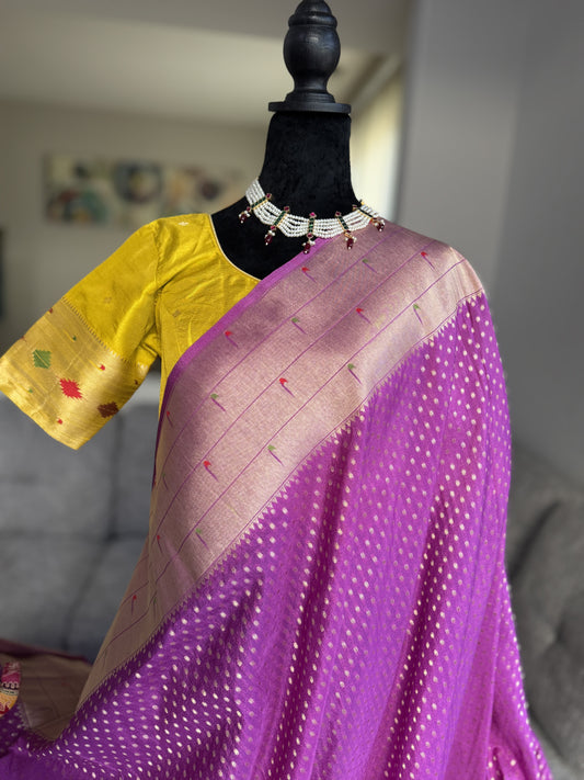 Semi Georgette Saree in Lavender