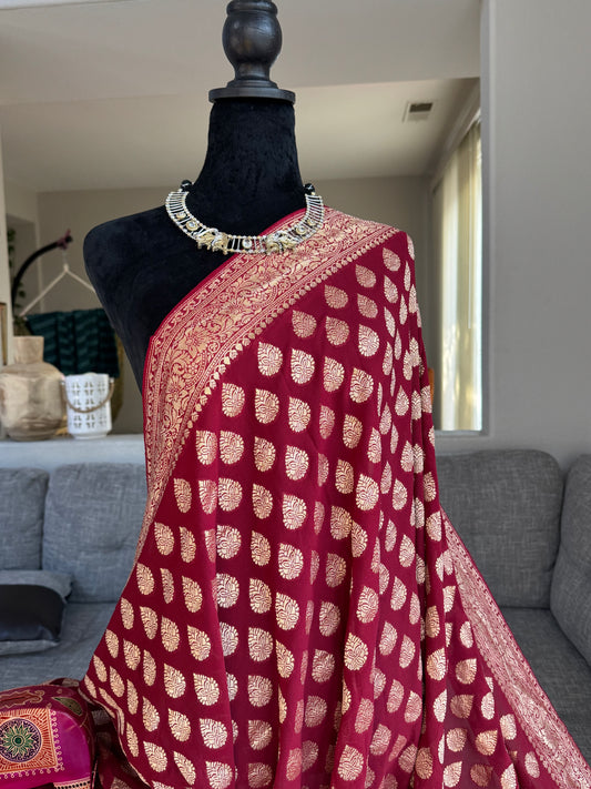 Pure Georgette Saree in Maroon