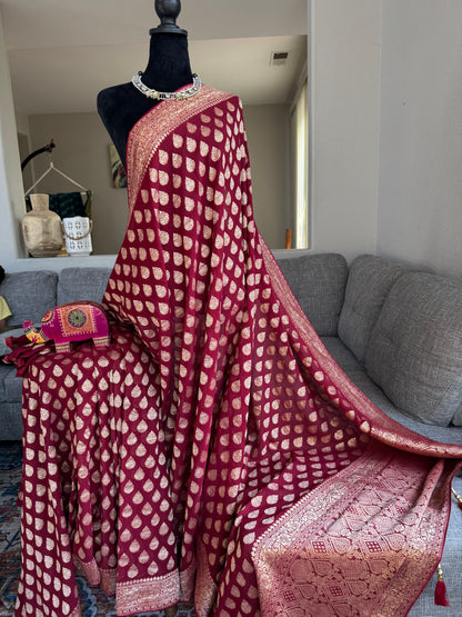 Pure Georgette Saree in Maroon