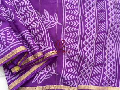Violet Maheswari Handblock Print Saree