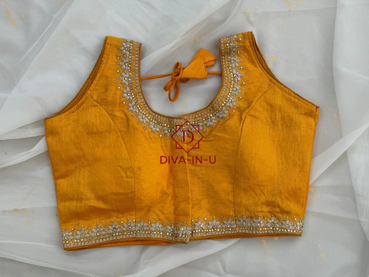 Mango Yellow Golden Embroidery Blouse