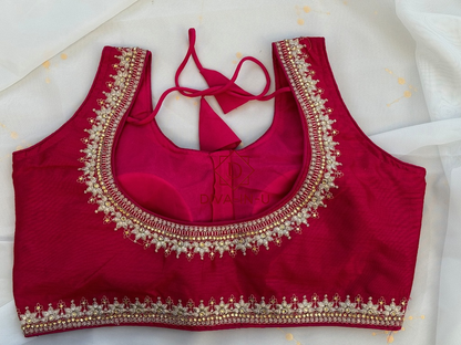 Forest Green Blouse with Gold Threadwork