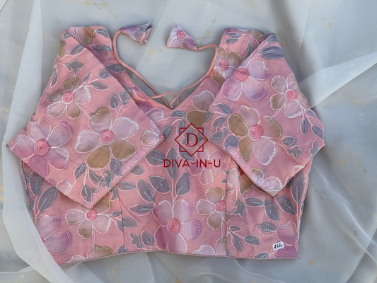 Pink Floral Organza Blouse